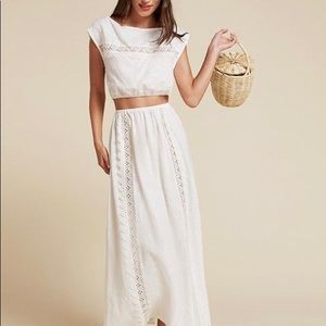 Reformation crop top skirt combo - size M